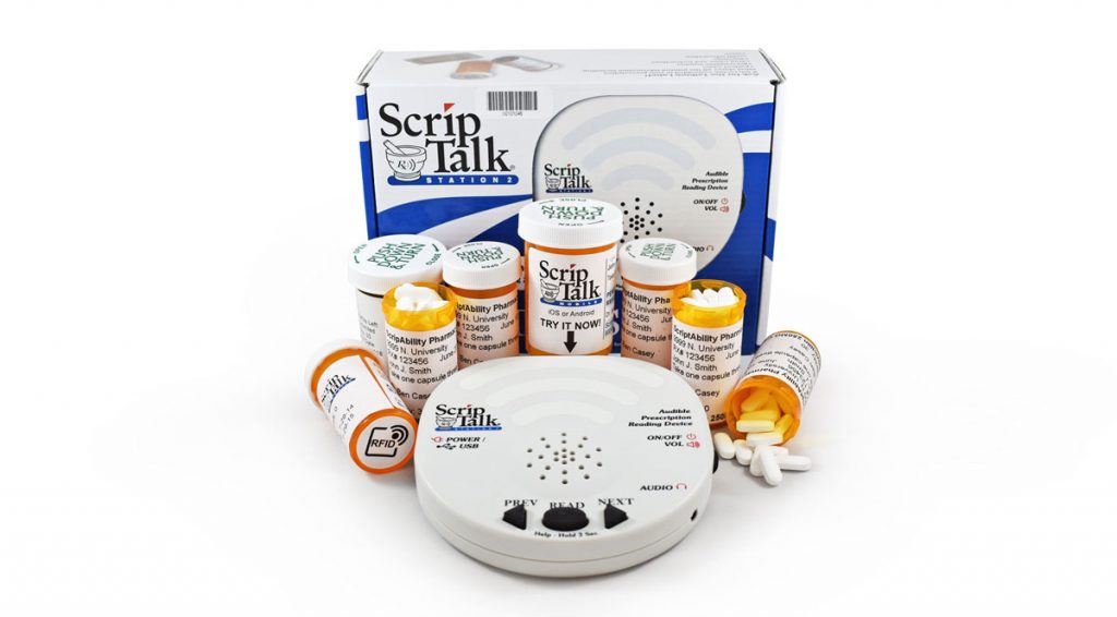 Scrip Talk device with medication bottles
